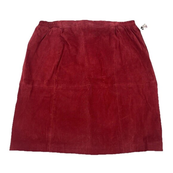 Vintage 90s Boho Western Cowgirl Rodeo Indie Sleaze Red Suede Fall Winter Skirt - Picture 1 of 15